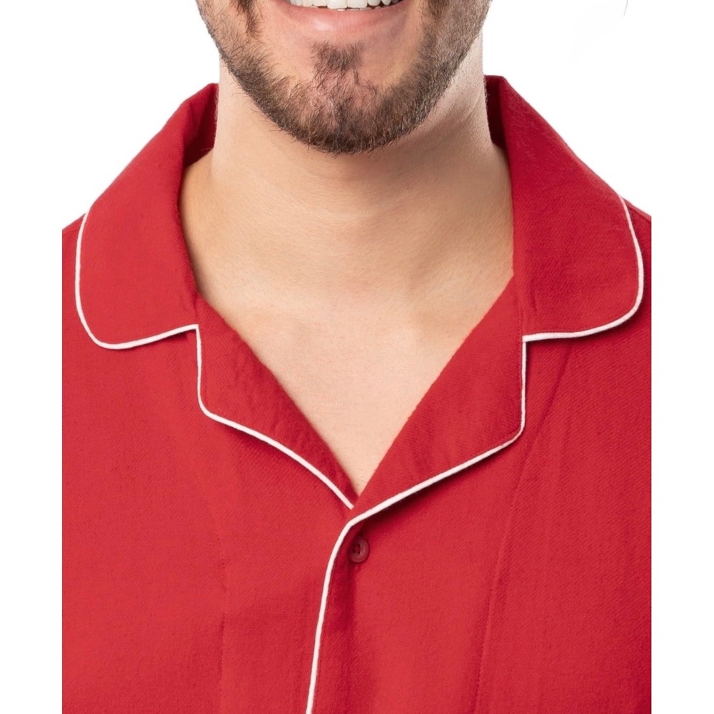 Fruit of the Loom Mens Pajama Set Red Long Sleeve Button Down Sleepwear XL NEW - Picture 4 of 12
